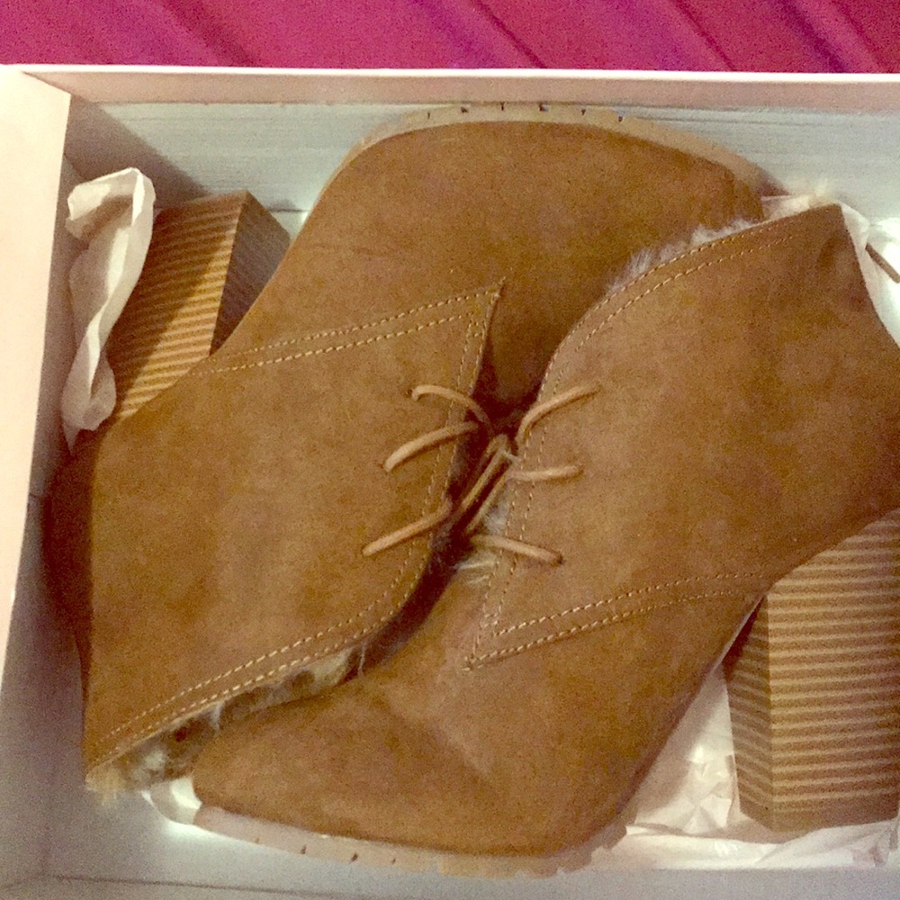 Cute tan booties with heels